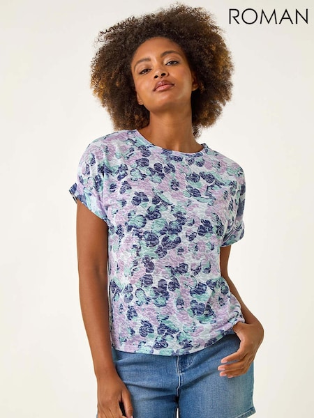 Roman Purple Burnout Print T-Shirt (H63048) | €40