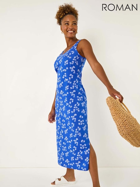 Roman Blue Dandelion Print Maxi Dress (H63051) | R$ 510