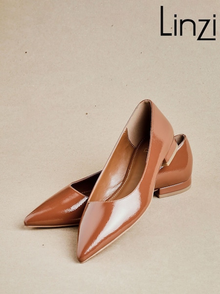 Castanho - Linzi Orian Pointed Toe Ballet Flats (H63073) | R$ 335