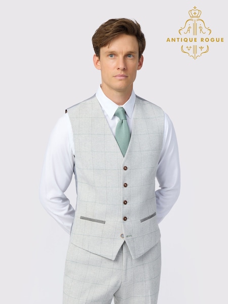 Antique Rogue Natural Alva Check Tweed Waistcoat (H63083) | € 139