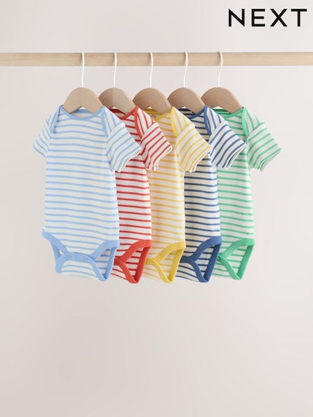 Listra brilhante - Short Sleeve Baby Bodysuits 5 Pack (H63252) | R$ 145 - R$ 165
