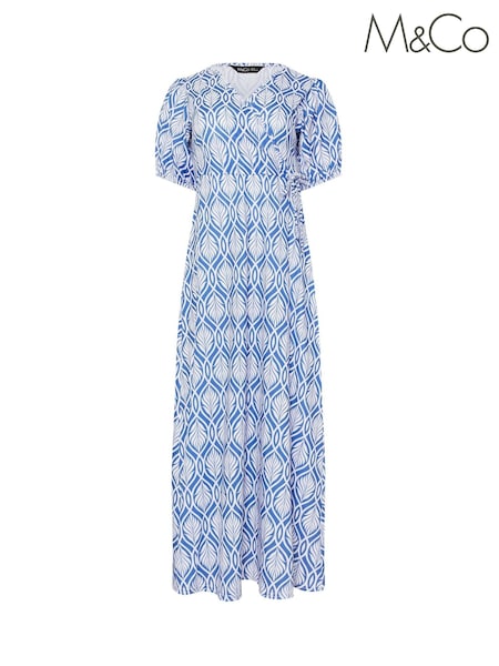 Blau - M&Co Petite Ditsy Wrap Midi Dress (H63359) | 61 €