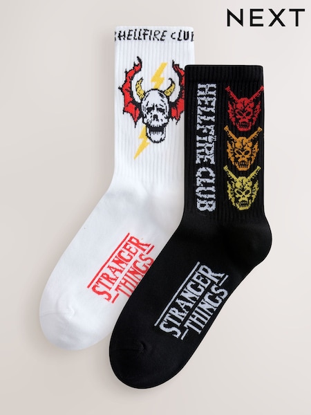 Black/White Stranger Things Licence Sports Socks 2 Pack (H63365) | 59 QAR