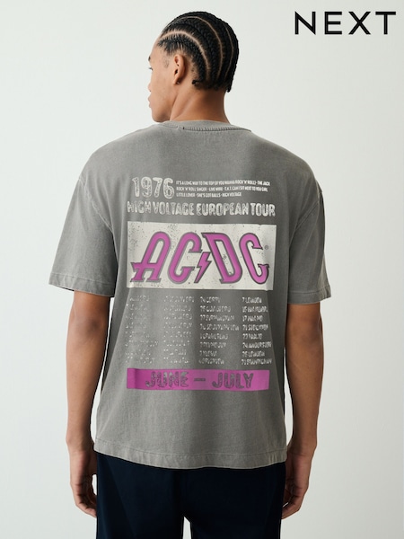 Black ACDC Regular Fit Band Graphic Print T-Shirt (H63433) | R$ 270