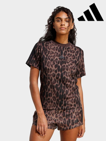 adidas Seasonal Essentials Leopard Print T-Shirt With 3-Stripes (H63531) | kr590