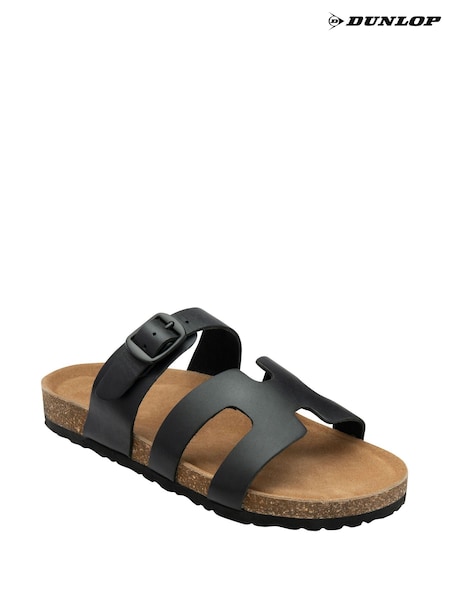 Dunlop Black Leather Mule Sandals (H63612) | R$ 345