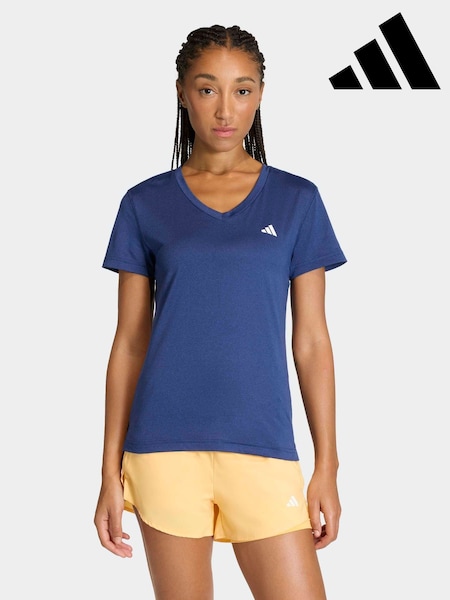 adidas Blue Workout Essentials V-Neck T-Shirt (H63674) | R$ 195