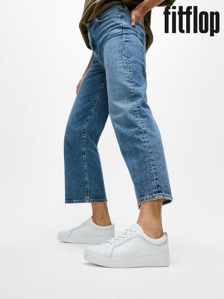 FitFlop Rally Crystal Trim Leather Sneakers (H63719) | €128