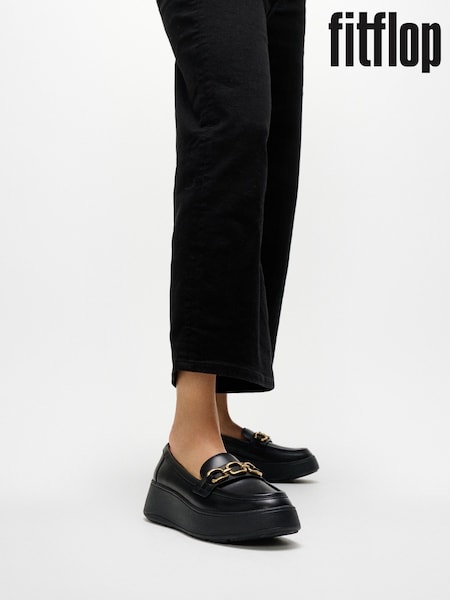 FitFlop F-Luma Square Chain Leather Demi Wedge Loafers (H63730) | €186