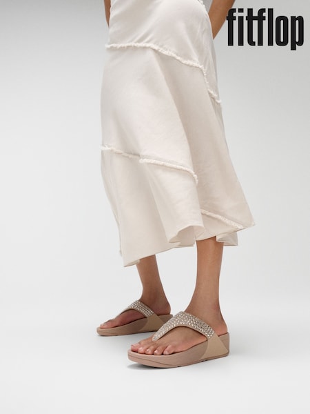 Creme - FitFlop Lulu Maxi Crystal Toe Post Black Sandals (H63736) | R$ 840