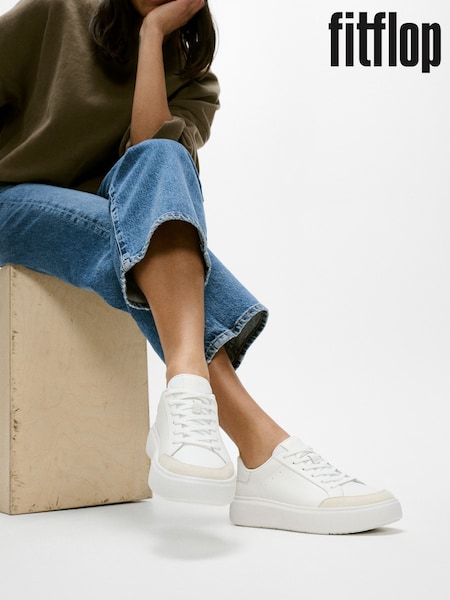 FitFlop Rtg Leather Suede White Sneakers (H63741) | €114