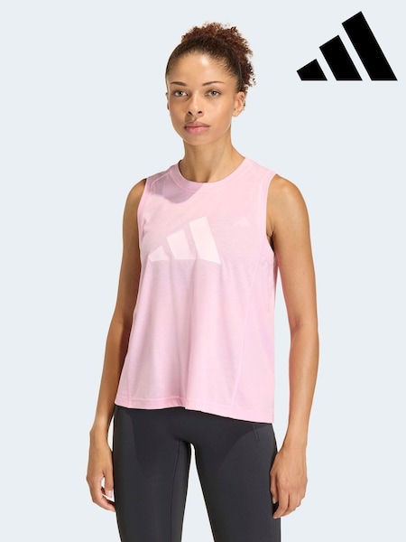 adidas Pink Train Essentials Big Logo Training Vest Top (H63776) | €32
