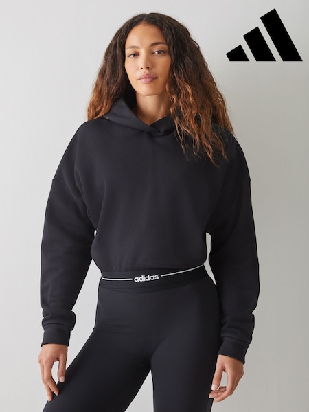 adidas Black Hyperglam Cropped Hoodie (H63805) | AED262