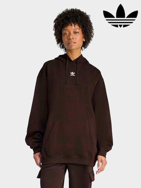 Brun - adidas Originals Essentials Loose French Terry 100% Cotton Hoodie (H63829) | kr785
