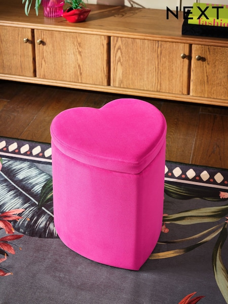 Soft Velvet Fuschia Pink Valentine Storage Stool (H63868) | €112