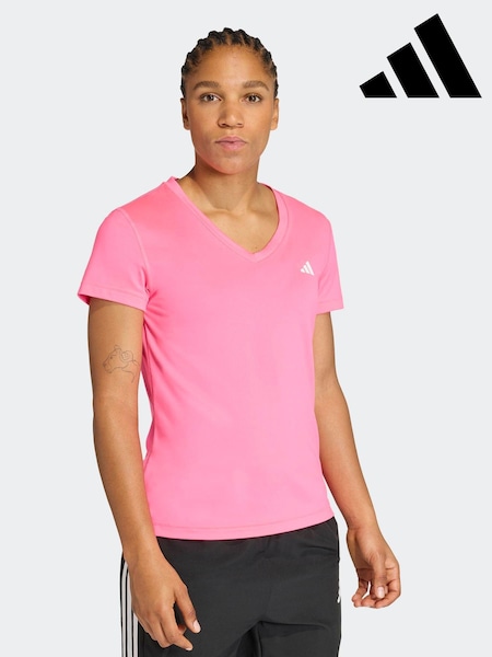 Rosa - adidas Workout Essentials V-Neck T-Shirt (H64071) | kr314