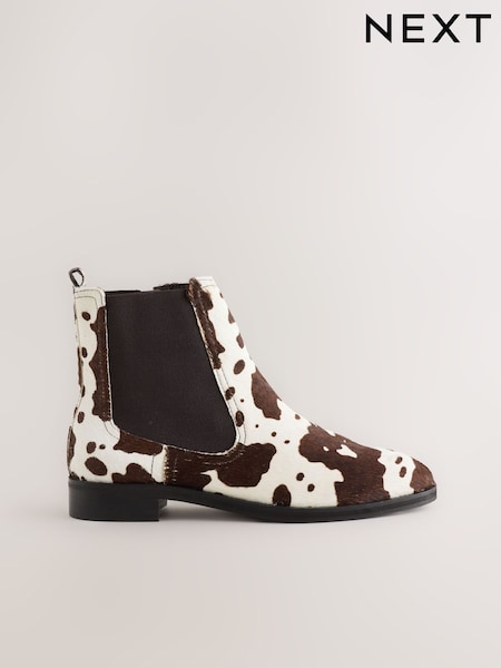 Cow Print Leather Standard/Wide Fit Forever Comfort® Chelsea Ankle Boots (H64093) | 325 QAR