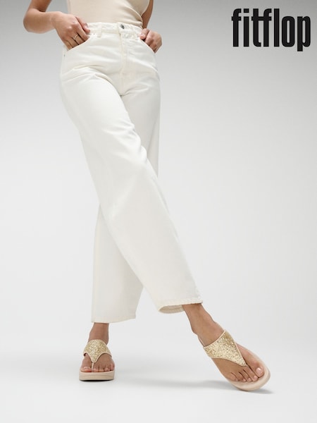 FitFlop Silver Lulu Glitter Toe Thongs Sandals (H64150) | €93