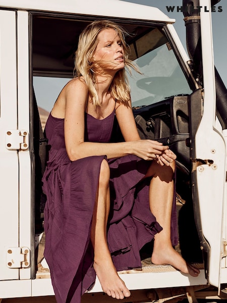 Whistles Purple Petite Cotton Tiered Maxi Sun Dress (H64154) | R$ 1.375