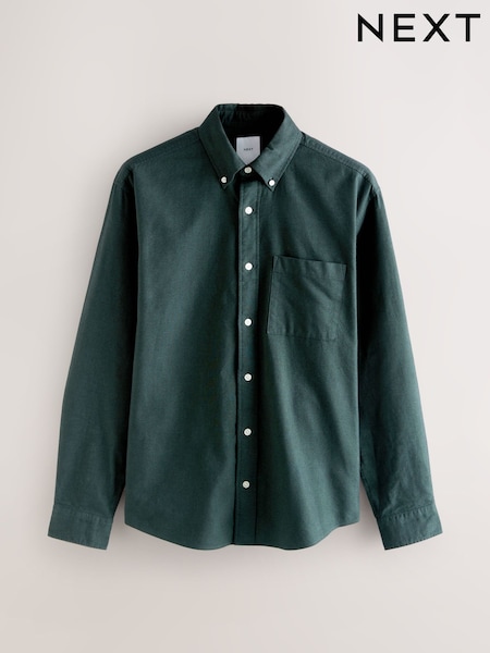 أخضر داكن - Brushed Oxford Long Sleeve Shirt (H64359) | ‏139 ر.ق.