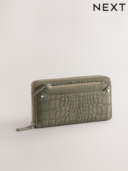 Khaki Green Croc Effect Large Purse (H64507) | €26.50