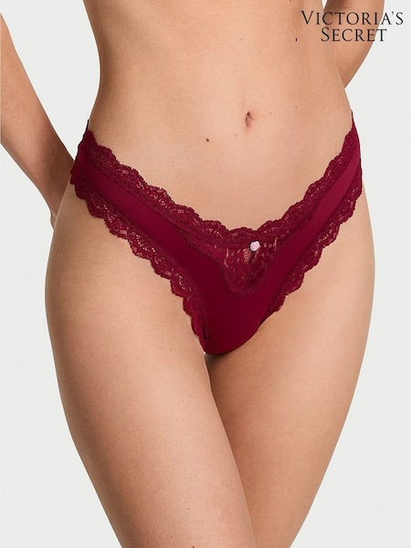 Victoria's Secret Sangria Red Lace Trim Brazilian Knickers (H64767) | €22.50