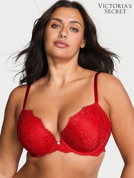 Victoria's Secret Bright Vermillion Red Push Up Lace Bra (H64778) | €63