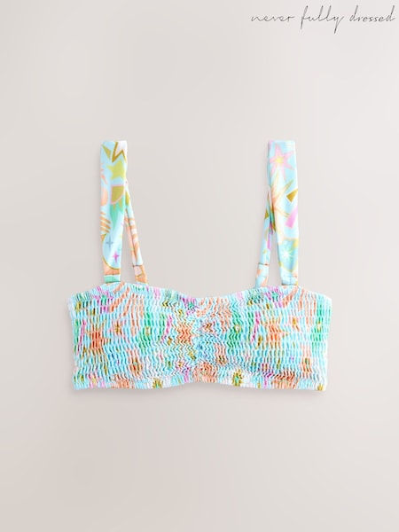 Never Fully Dressed Blue Starburst Bandeau Shirred Bandeau Bikini Top (H64859) | AED164