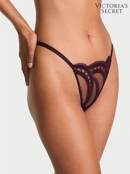 Victoria's Secret Winter Wine Red G-String Lace Embroidery Knickers (H64888) | €32