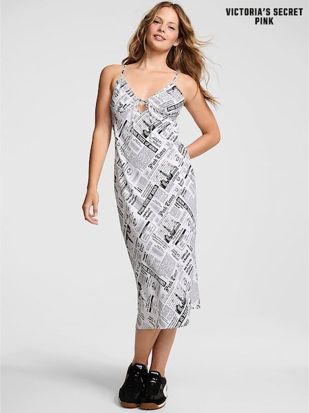 Victoria's Secret PINK Black Newspaper Print Slip Dress (H64916) | €69.50