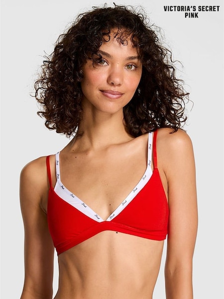 Victoria's Secret Pink Bright Vermillion Red Triangle Cotton Double Layer Bralette (H64924) | €25