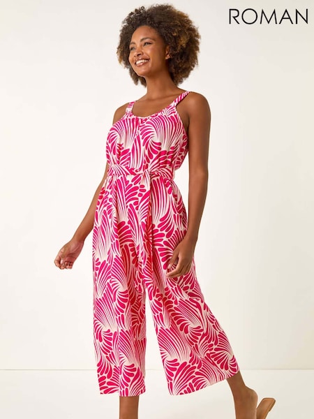 Roman Pink Abstract Strappy Jumpsuit (H64943) | €63