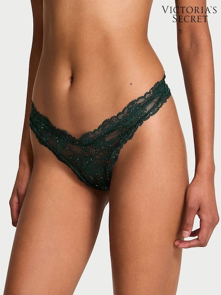 Victoria's Secret Cilantro Green Thong Sequin Lace Knickers (H64980) | €20.50