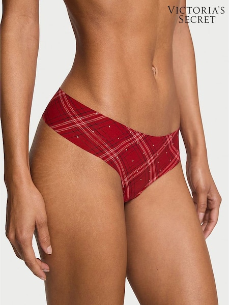 Victoria's Secret Red Lacquer Christmas Tartan Thong Shine Mesh Knickers (H64981) | €11.50