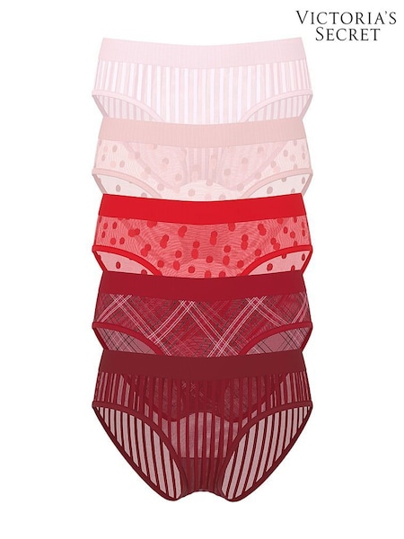 Victoria's Secret Red/Pink Hipster Sheer Shimmer Knickers 5 Pack (H65008) | €34