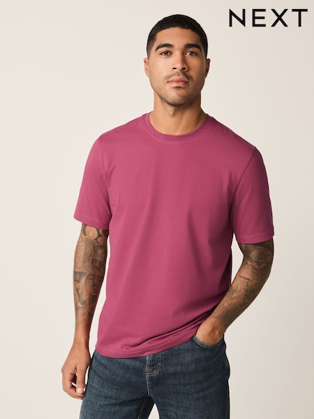 ורוד פטל - גזרה רגילה - Essential Crew Neck Cotton T-Shirt (H65021) | ‏28‏₪