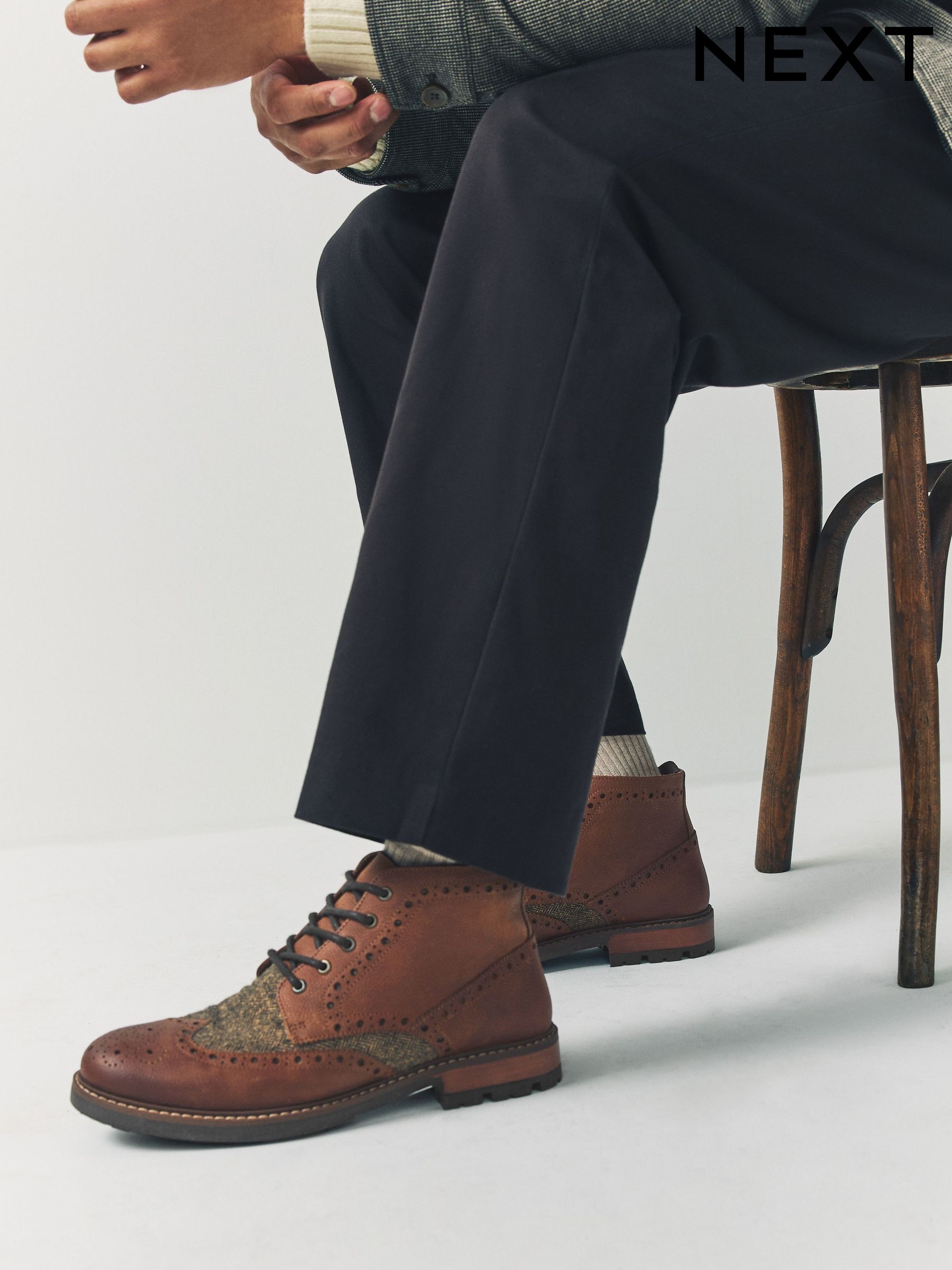 mens smart casual brown boots