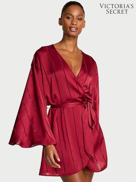 Victoria's Secret Red Lacquer Satin Sheer Stripe Short Robe (H65051) | €70