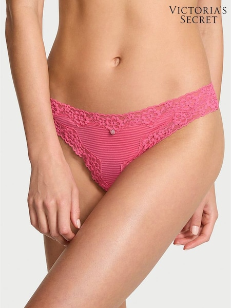 Victoria's Secret Rose Garden Pink Thong Lace Waist Knickers (H65302) | €11.50