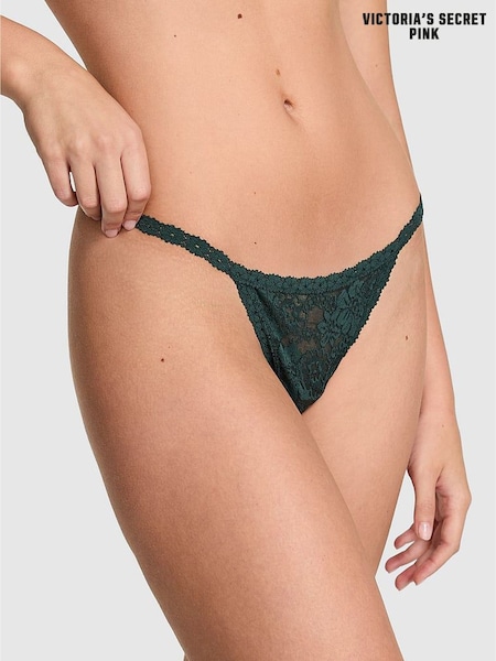 Victoria's Secret PINK Deep Forest Green G-String Floral Lace Knickers (H65325) | €14.50