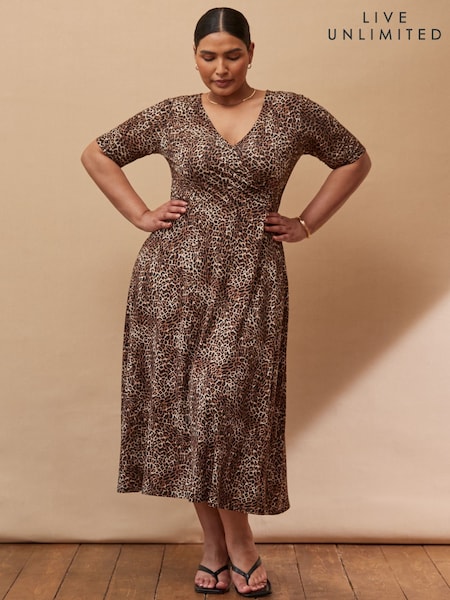Live Unlimited Leopard Print Half Length Sleeve Wrap Dress (H65384) | 3 905 грн