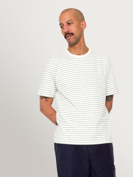 Folk Short Sleeve Textured Stripe T-Shirt (H65422) | 521 LEI