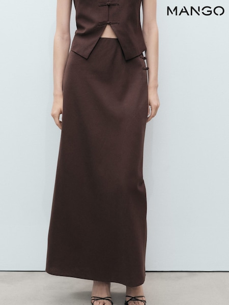 Mango Brown Linen Blend Maxi Skirt (H65541) | €59