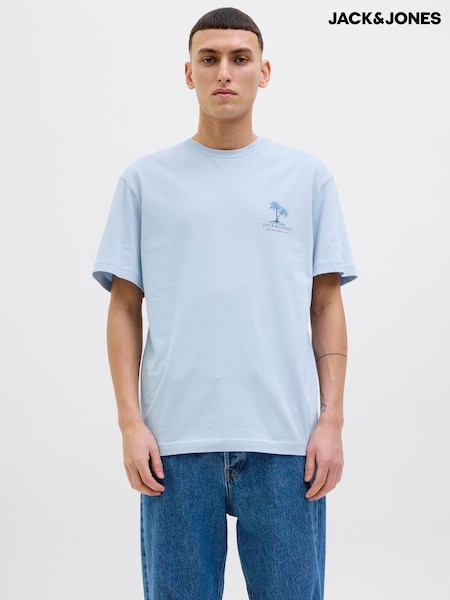JACK & JONES Blue Palm Tree Back Print Graphic Print T-Shirt (H65552) | R$ 150