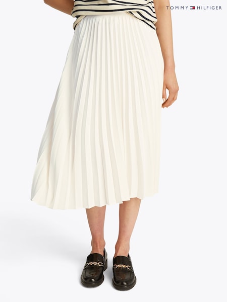 Tommy Hilfiger Logo Waistband Pleated Midi Skirt (H65771) | 894 LEI