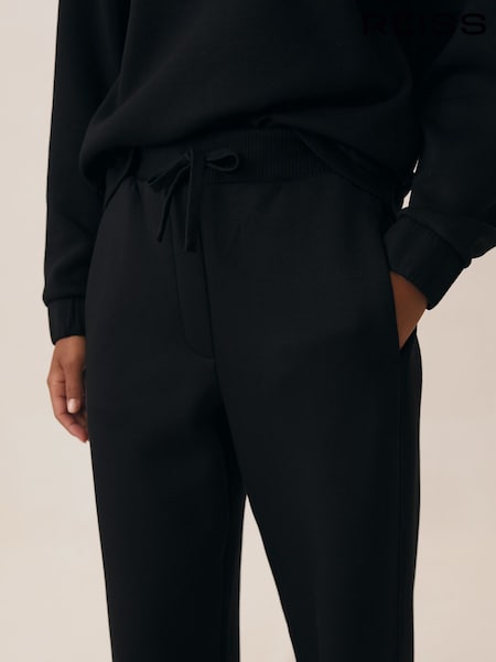 Negro - Reiss Jemma Modal Blend Interlock Wide Leg Joggers (H66013) | 170 €