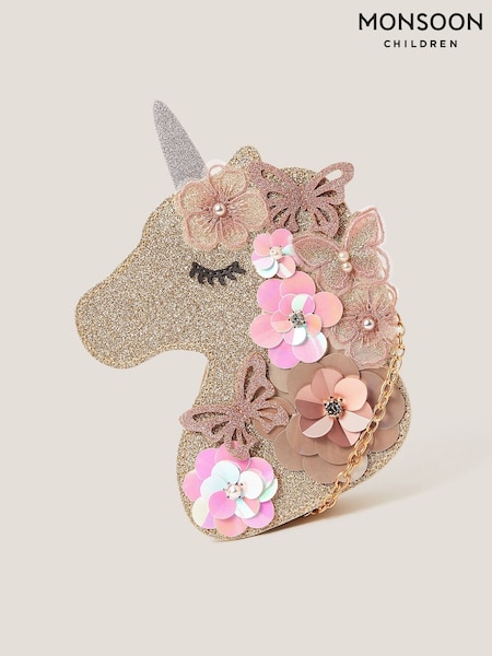 Monsoon Gold Ella Sequin Flower Unicorn Bag (H66095) | AED114