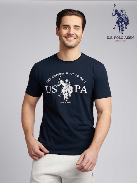 U.S. Polo Assn Blue Mens Graphic Print T-Shirt (H66099) | R$ 195
