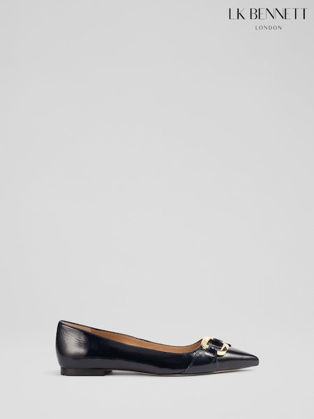 LK Bennett Blue Oloid Crinkled Patent Leather Pointed Flats (H66147) | R$ 2.460
