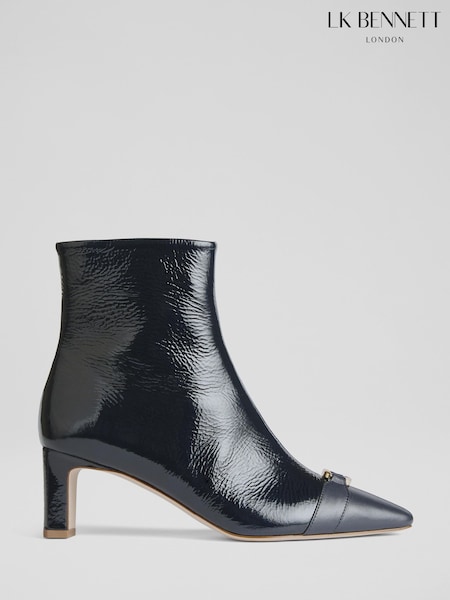 LK Bennett Blue Oloid Blue Patent Leather Ankle Boots (H66149) | R$ 3.940
